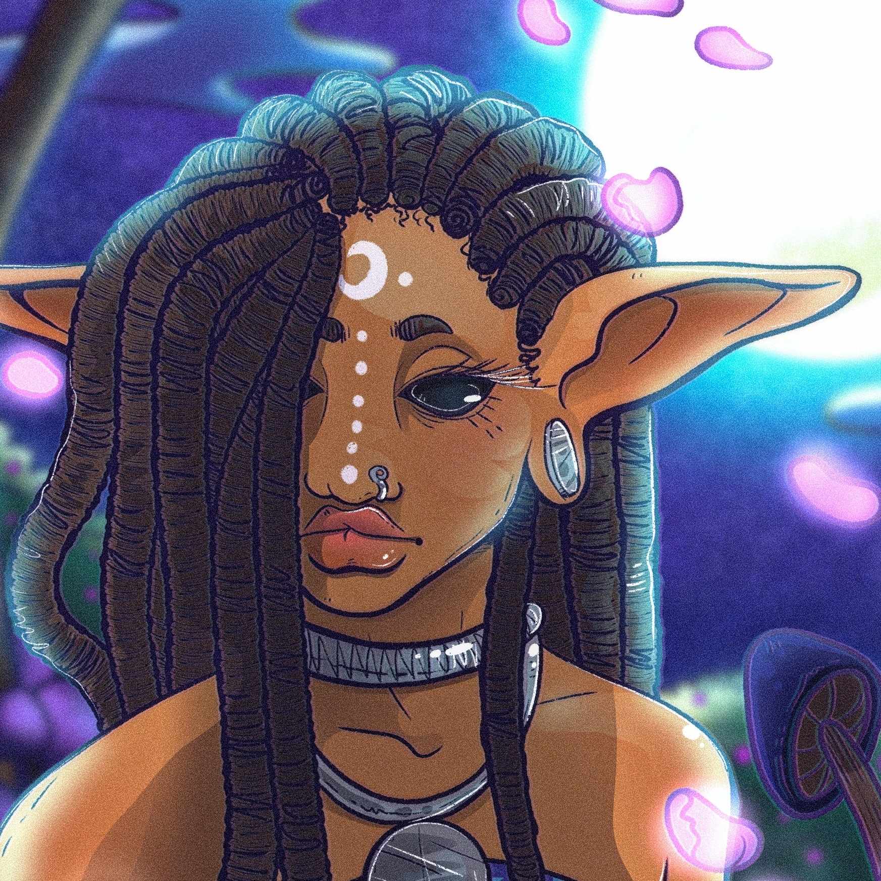 Blue digital art elf drawing